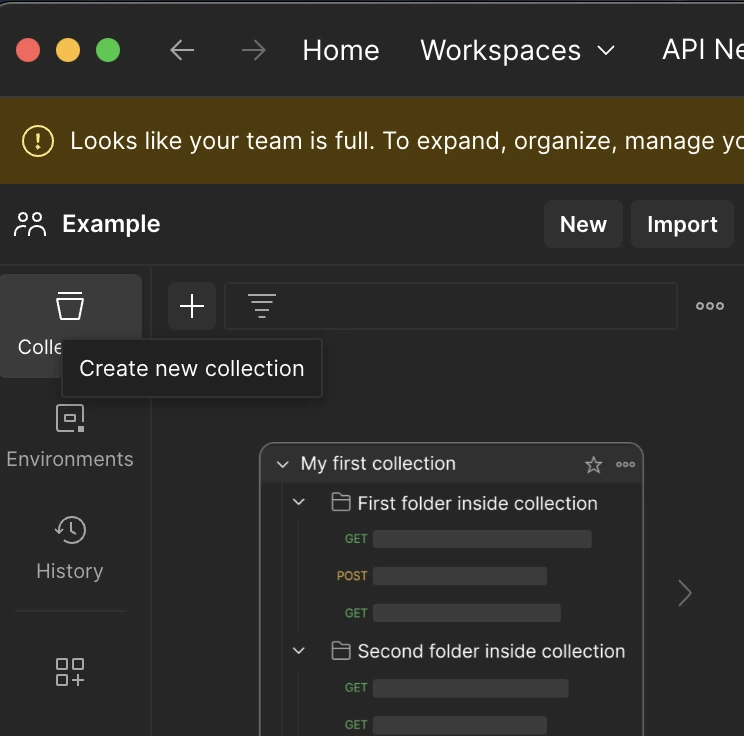 create new collection for postman