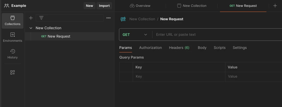 first new request for postman