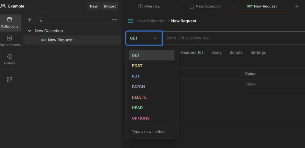 postman get post put patch delete method and types